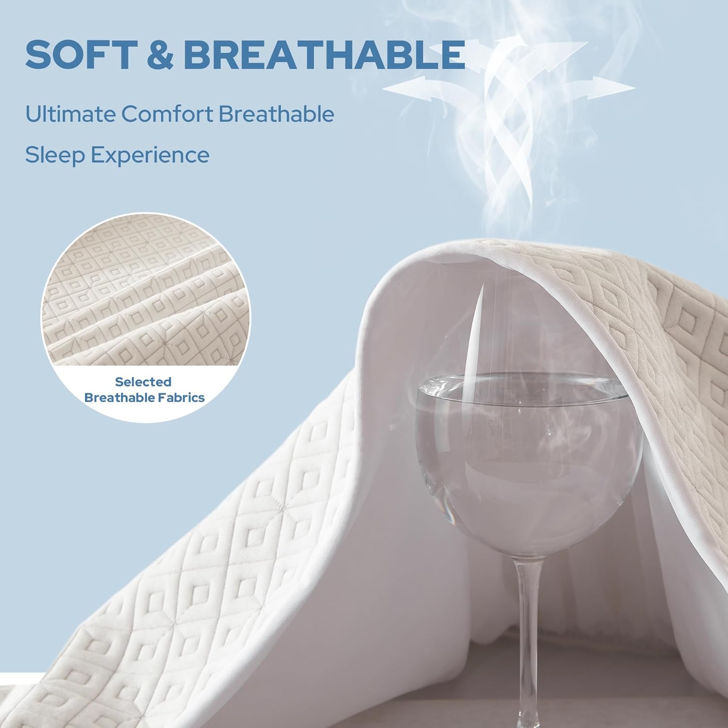 BEDLORE King Mattress Protector, Waterproof Noiseless Mattress Cover with Deep Pocket for 6-18 inches Mattress, Soft Breathable Mattress Pad Machine Washable (White) - Image 5