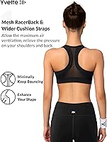 Vista 2 de Yvette Sujetador deportivo con cremallera frontal, sujetadores deportivos de alto impacto para mujer, talla grande, entrenamiento, fitness, correr