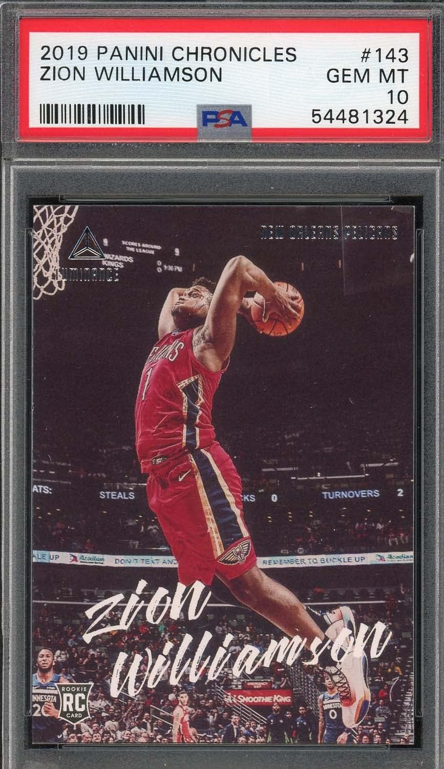 Zion Williamson 2019 Panini Chronicles Basketball Rookie Card #143 Graded PSA 10