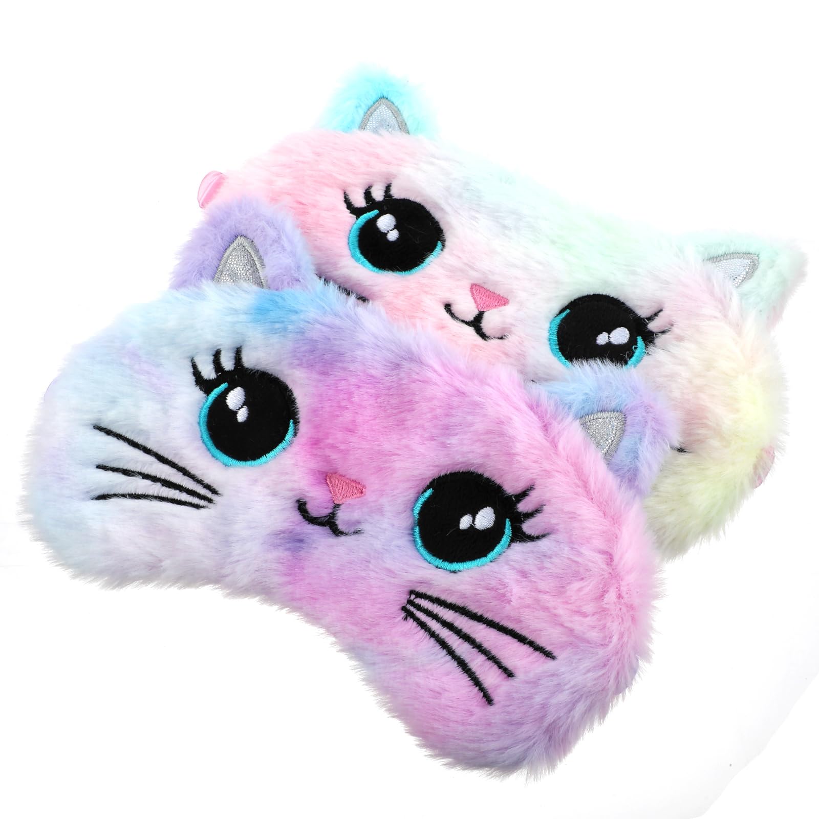 Gjinxi Sleep Mask for Kids 2 PCS Soft Plush Sleeping Eye Mask Funny Blindfold Sleep Eye Cover Cute