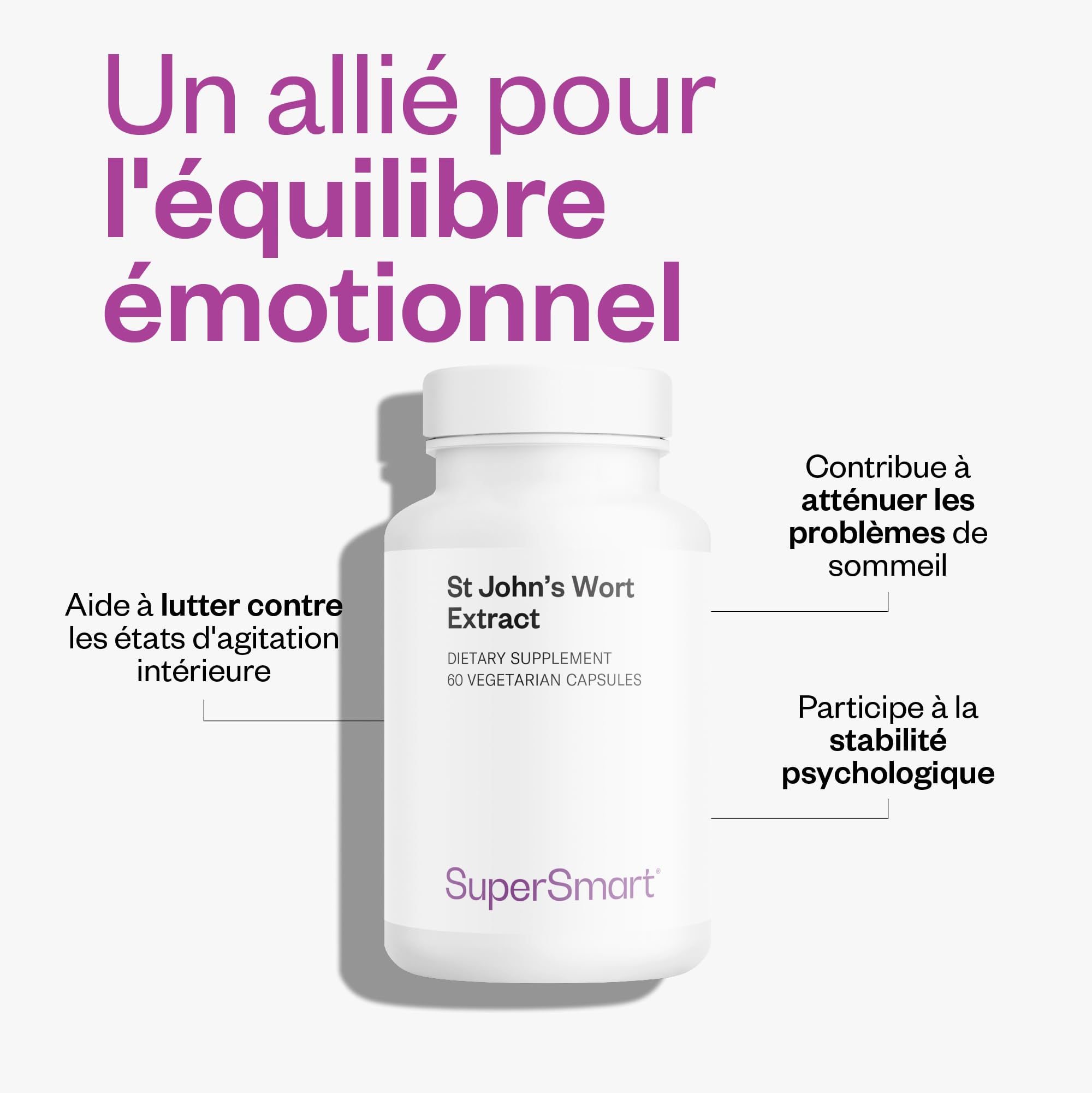 St John's Wort Extract - Extrait de Millepertuis - Concentré d'Hypéricine (0,3%) - Contribue à Améliorer l’Humeur - Aide à Atténuer les Problèmes de Sommeil - Vegan - Sans Gluten - SuperSmart