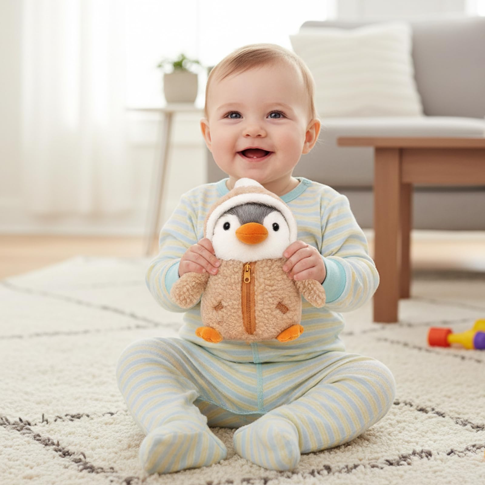 WaaRiuQ 1 Piece Zipper Costume Change Penguin Teddy, Penguin Plush Stuffed Animal, Soft Pnguin Toy for Kids And Adults Brown - Image 4