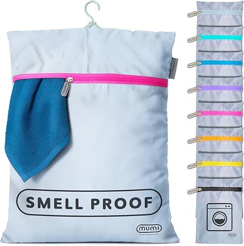 MUMI Bolsa de lavandería de viaje, a prueba de humedad y olor, las bolsas de lavado separan la ropa de la ropa limpia, con colgador plegable y bolsa