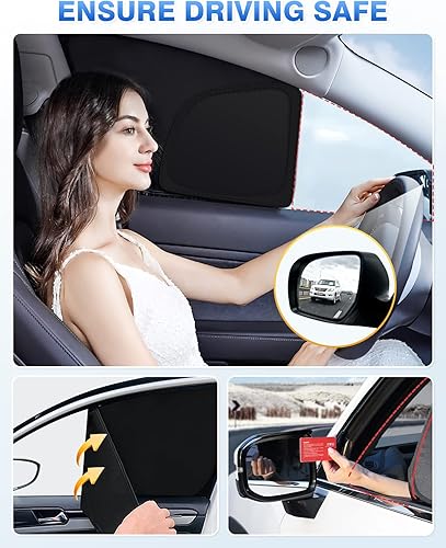 Miniatura 7 de Parasoles para parabrisas de automóvil, cubierta para ventana lateral y trasera, protección de privacidad, mantiene el vehículo fresco, color negro,