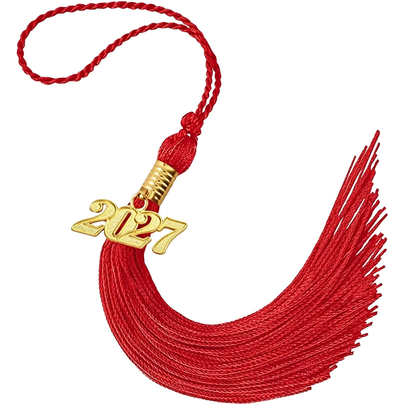 Zeiwohndc Red 2027 Polyester Graduation Tassels With Secure Clip For Cap And Craft Projects Soft Polyester Tassels