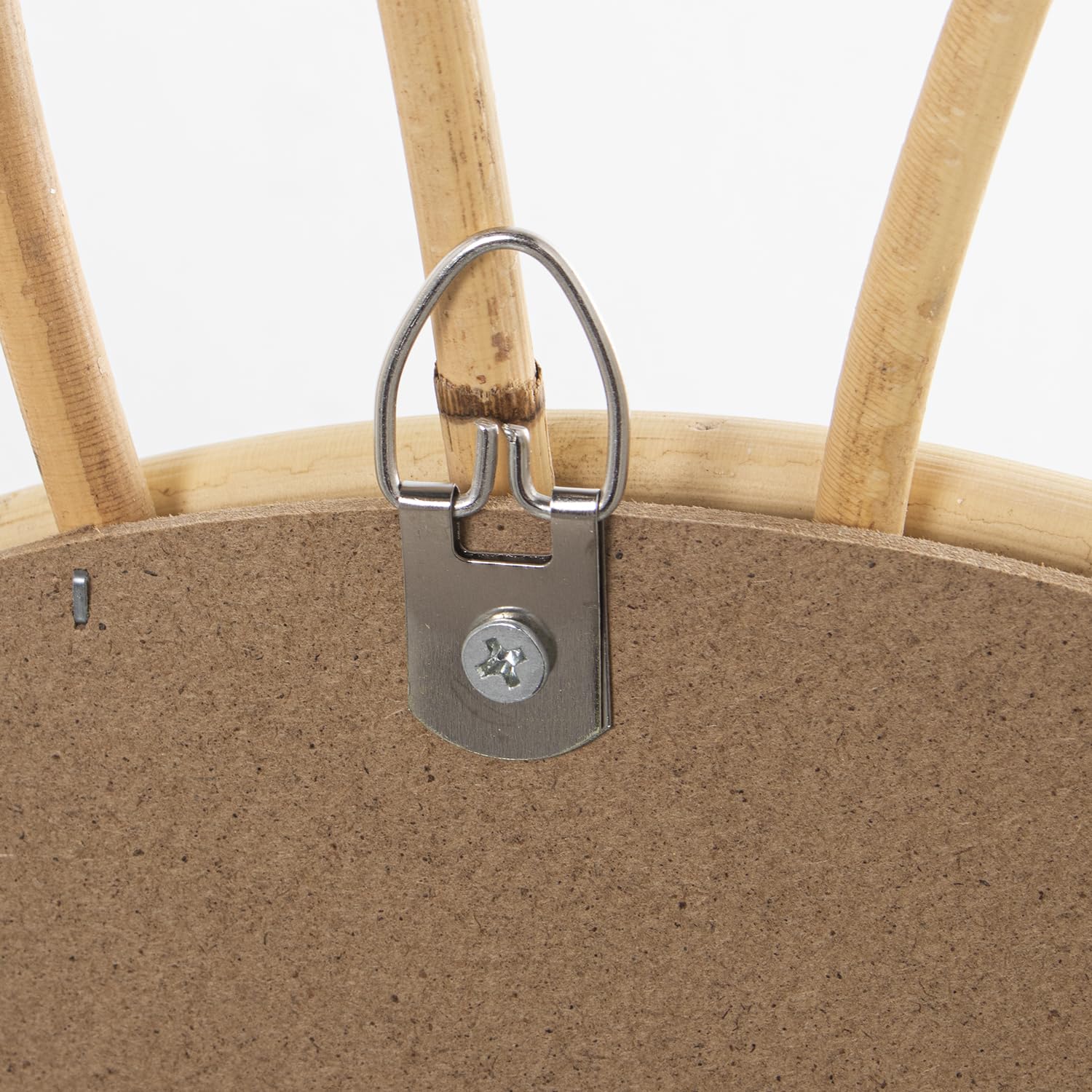 DRW Espejo de Pared Redondo de Ratan en Natural 60x60x2 cm