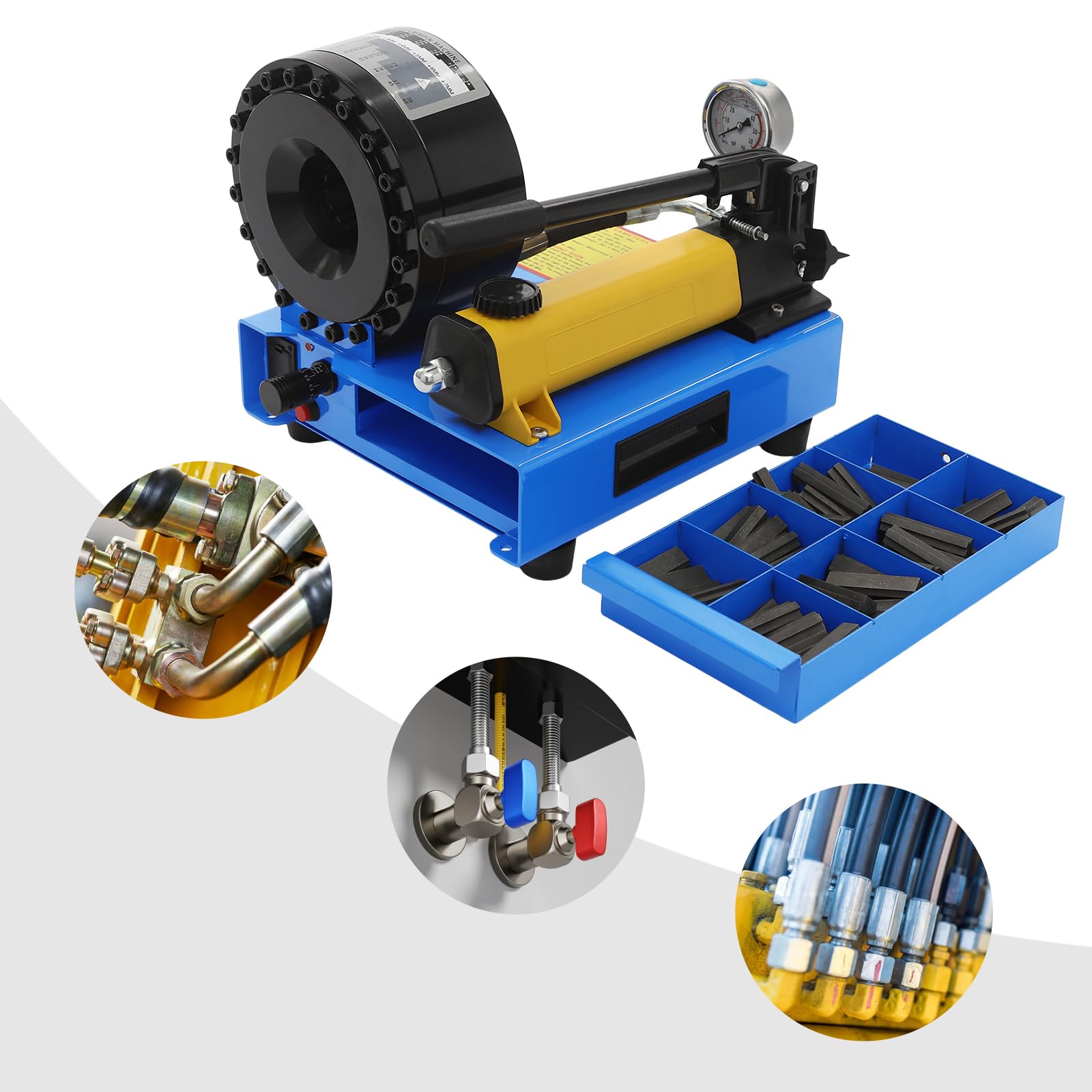 Engarzadora de mangueras hidráulicas con 8 juegos de matrices. Herramienta manual para engarzar mangueras hidráulicas de alta presión, ideal para tuberías de automoción, industriales y de fontanería