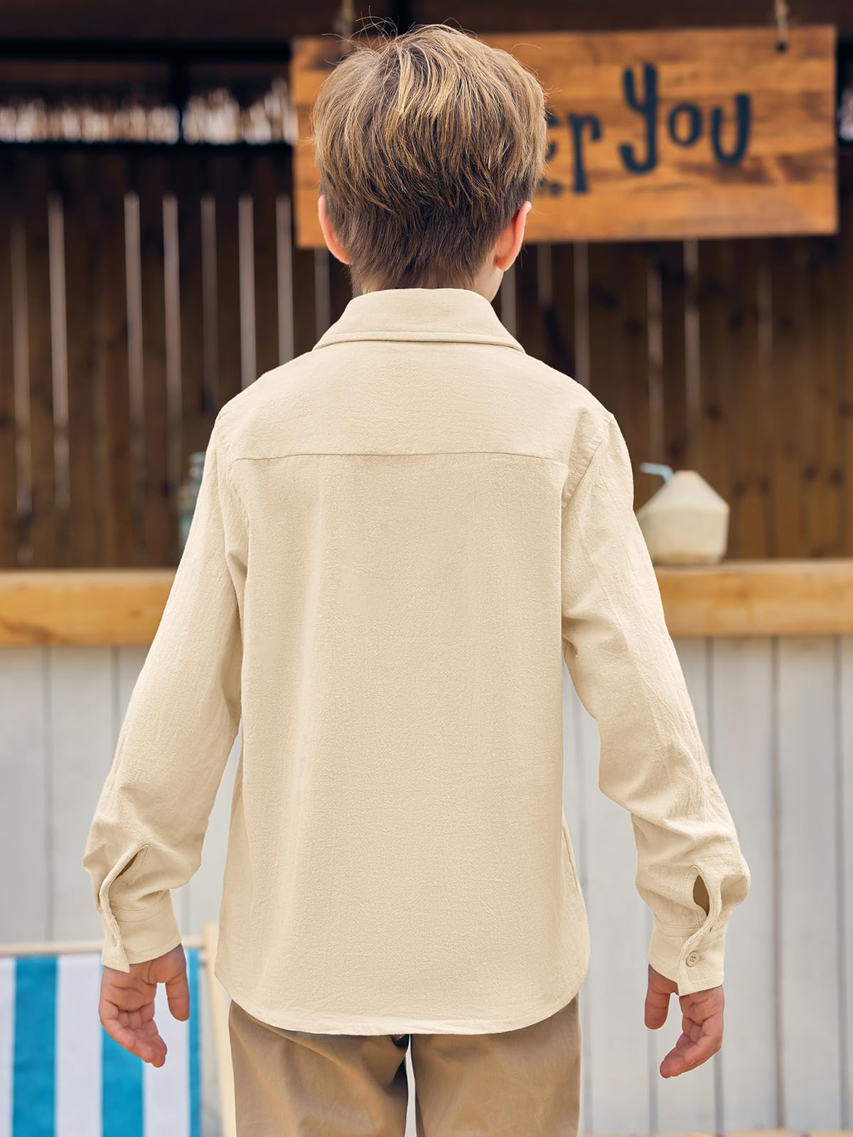 Haloumoning Camisa guayabera cubana para niños de 5 a 14 años