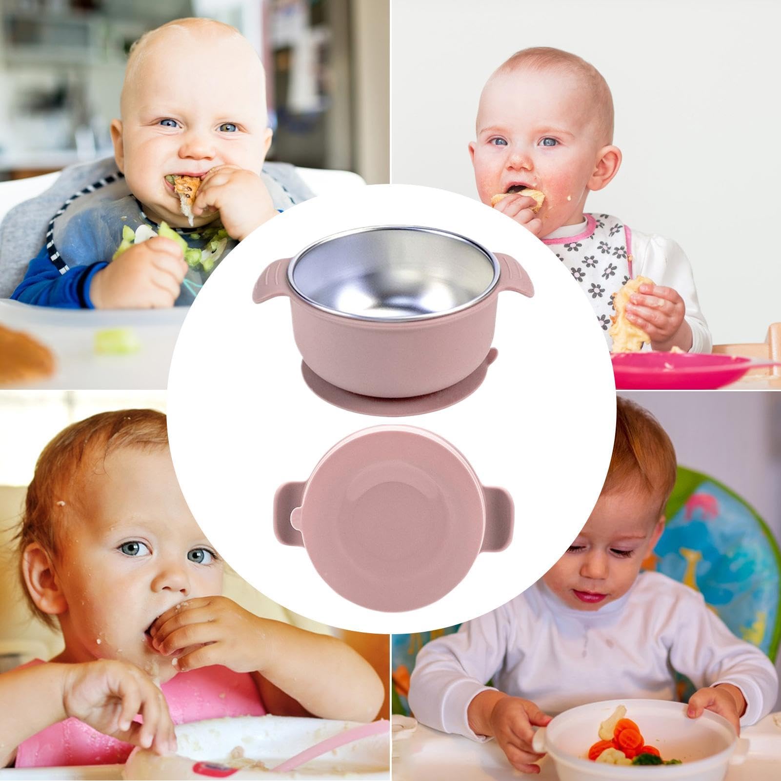 Babý Suction Bowl – Stainless Steel Non Slip Spill Proof Bowl | Double Handles Self Feeding Toḋdler B́owl | Babý Suction Bowls, Stainless Steel Non Slip Spill Proof Multiple Used — view 4