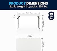Vista 2 de Flash Furniture 4' Rectangular Plastic Folding Event Table with Adjustable Legs and Carrying Handle, Bi-Fold Portable Banquet Table for