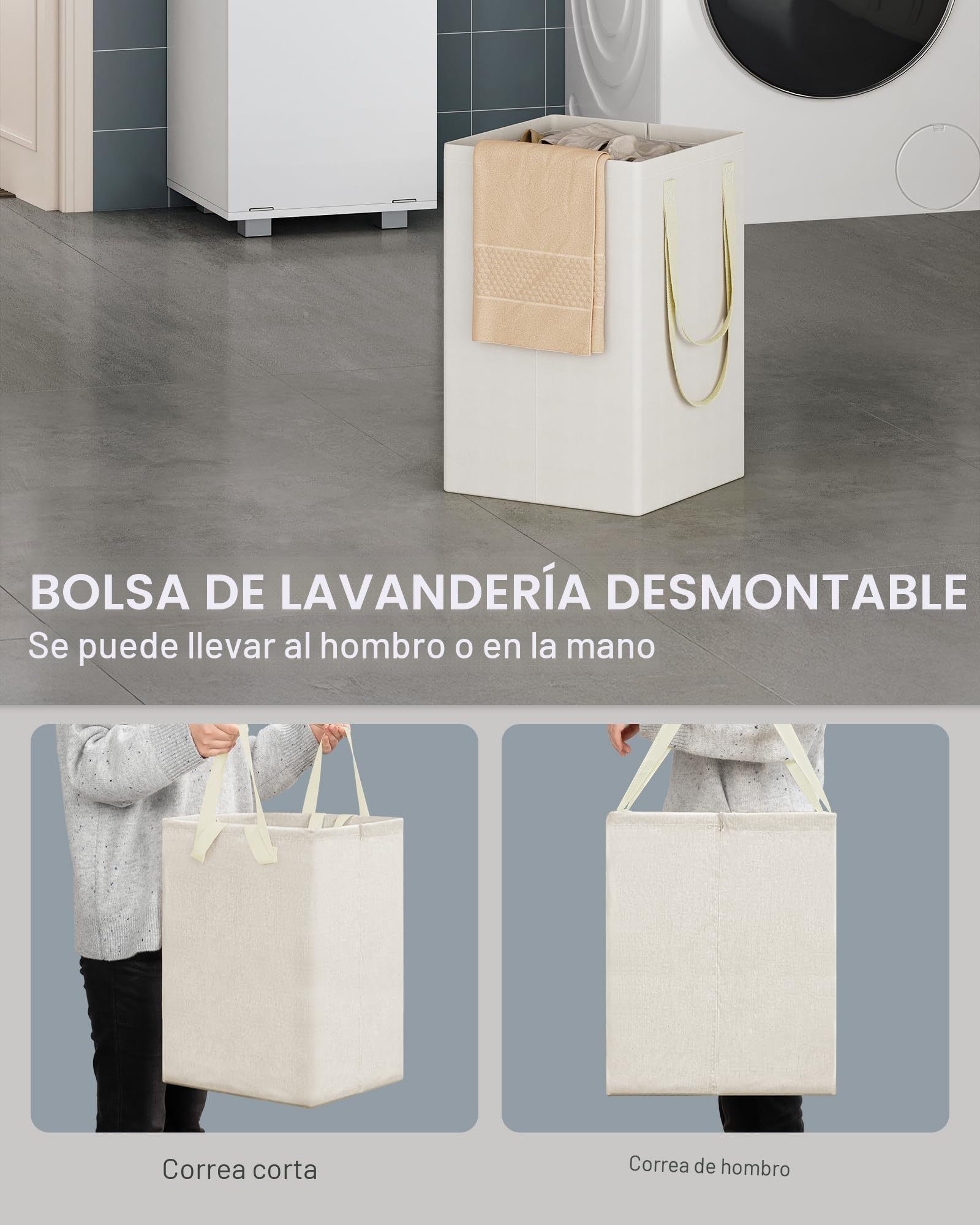 Hzuaneri Mueble Columna de Baño, Gabinete Alto de Almacenamiento con Cesta de Ropa Sucia, Estante Ajustable, Adecuado para Baño y Lavandería, 40 x 40 x 170 cm, Blanco BC72003X