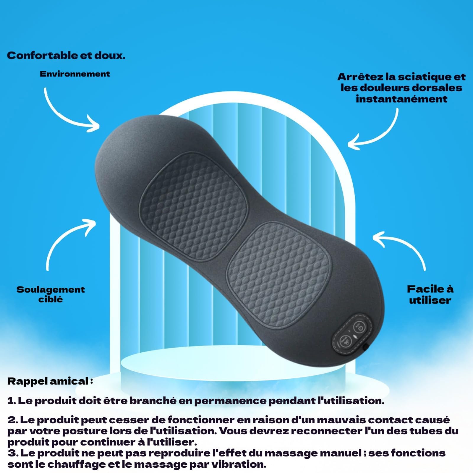 2026 Nouveau LombaTech 3 En 1 DéCompression VertéBrale à Domicile, Masseur Lombaire Et Sciatique, Masseur Sciatique, Appareil Dos Traction Chauffage Vibrations (Brancher-#1)