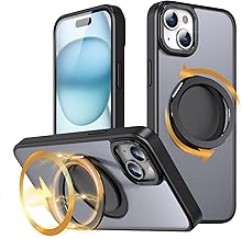 KWATUNG Compatible Case for iPhone 15 Compatible Case, Magsafe Compatible with 360° Rotating Stand for iPhone 15 Case, Wireless Charging, iPhone 15 Case, Anti-Fingerprint, Smartphone Case Compatible