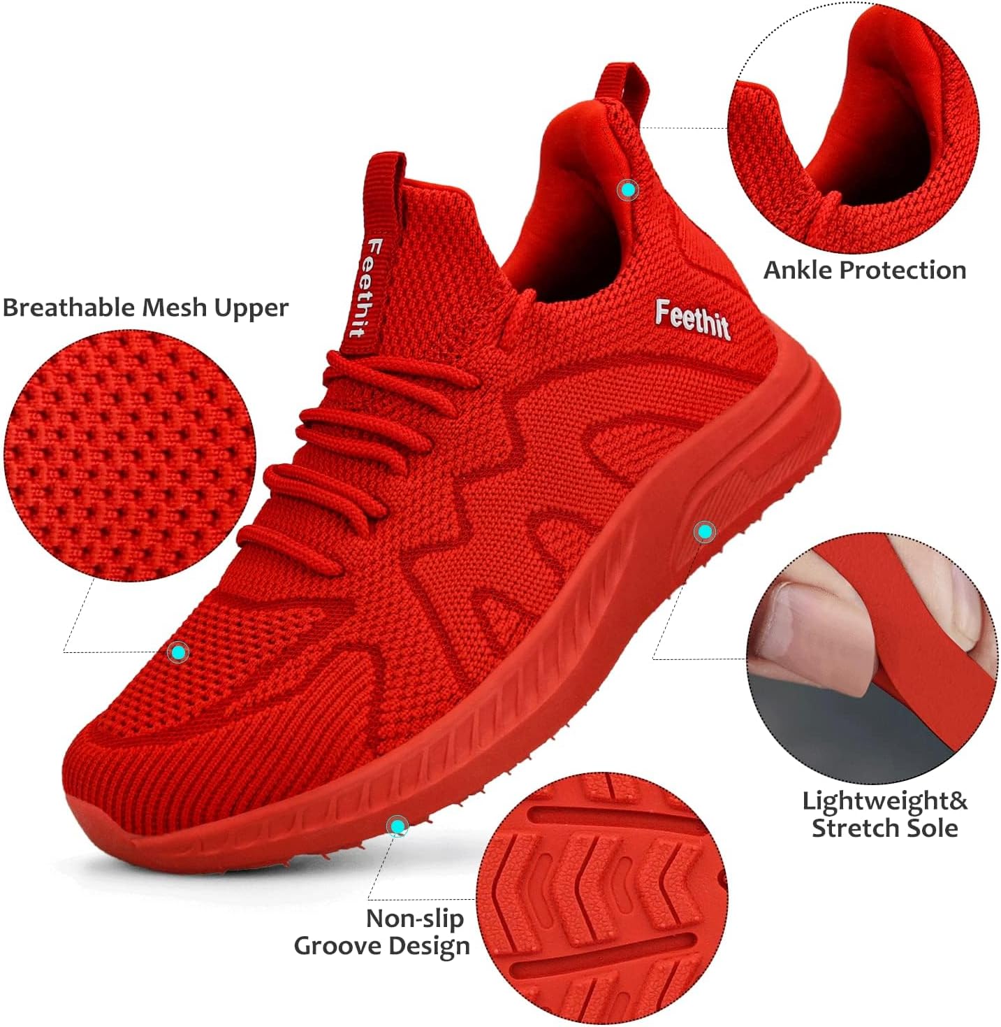 Feethit Womens Running Shoes Tennis Walking Shoes Slip on Sneakers Lightweight Gym Shoes for Workout Work Travel Athletic - Image 4