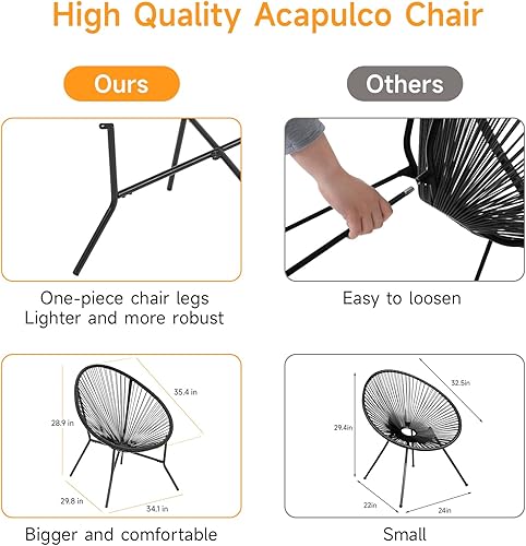 Miniatura 2 de ONBRILL Juego de 3 piezas para patio, sillas Acapulco para exteriores con mesa auxiliar, muebles de ratán PE para todo tipo de clima, para balcón,
