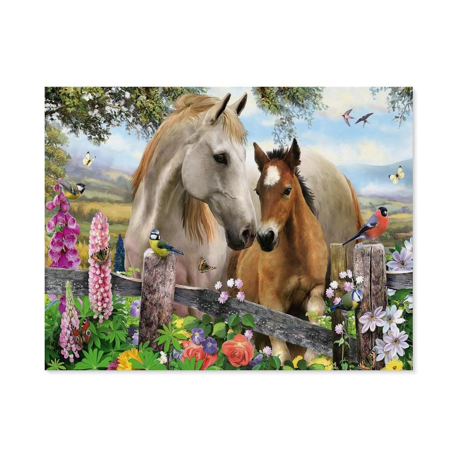 GSBRSNTS DIY Paint by Numbers for Adults Canvas，Mare and foal，DIY Oil Painting, Pictures Drawing Paintwork with Paintbrushes Decoration Gift(40x50cm-E67 — image 1