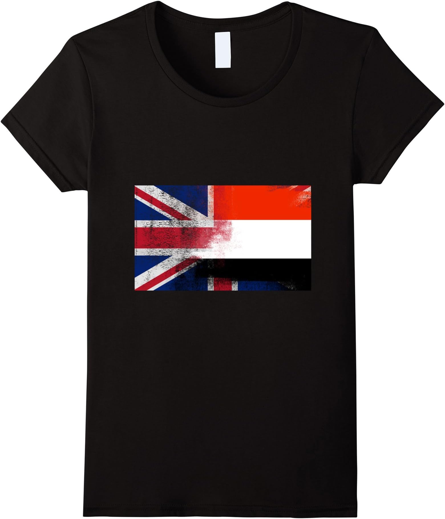 Womens British Yemeni Half Yemen Half UK Flag Shirt Large Black