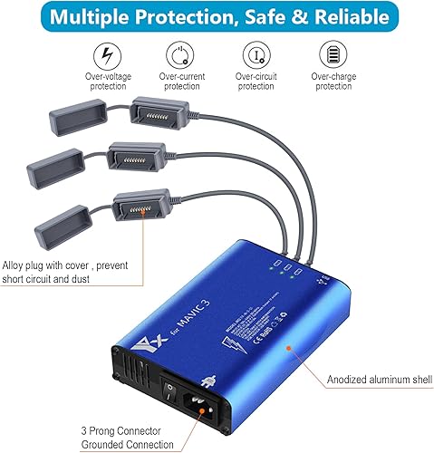Miniatura 5 de Cargador de batería para DJI Mavic 3 Cine/Classic/Pro Drone, concentrador de carga de batería inteligente rápido 5 en 1 (carga simultánea 3 baterías
