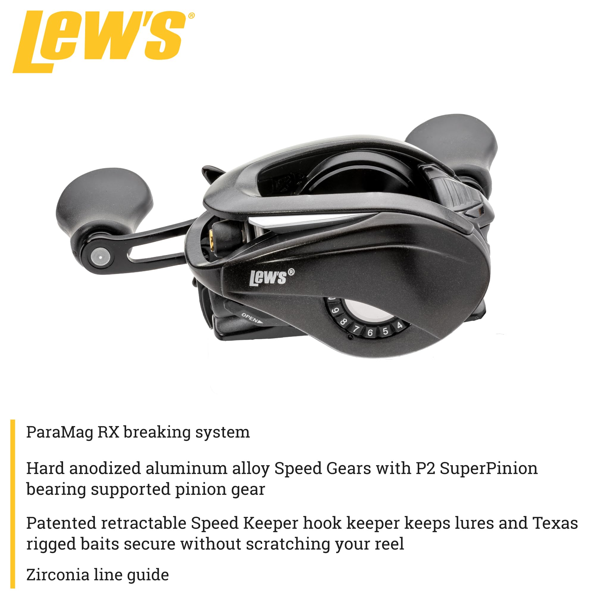 Lew's Custom Baitcast Fishing Reel, 9+1 Bearings, 8.3:1 Gear Ratio, Aluminum Frame, ParaMag RX Brake, Carbon Fiber Drag, Right-Hand Retrieve : Sports & Outdoors