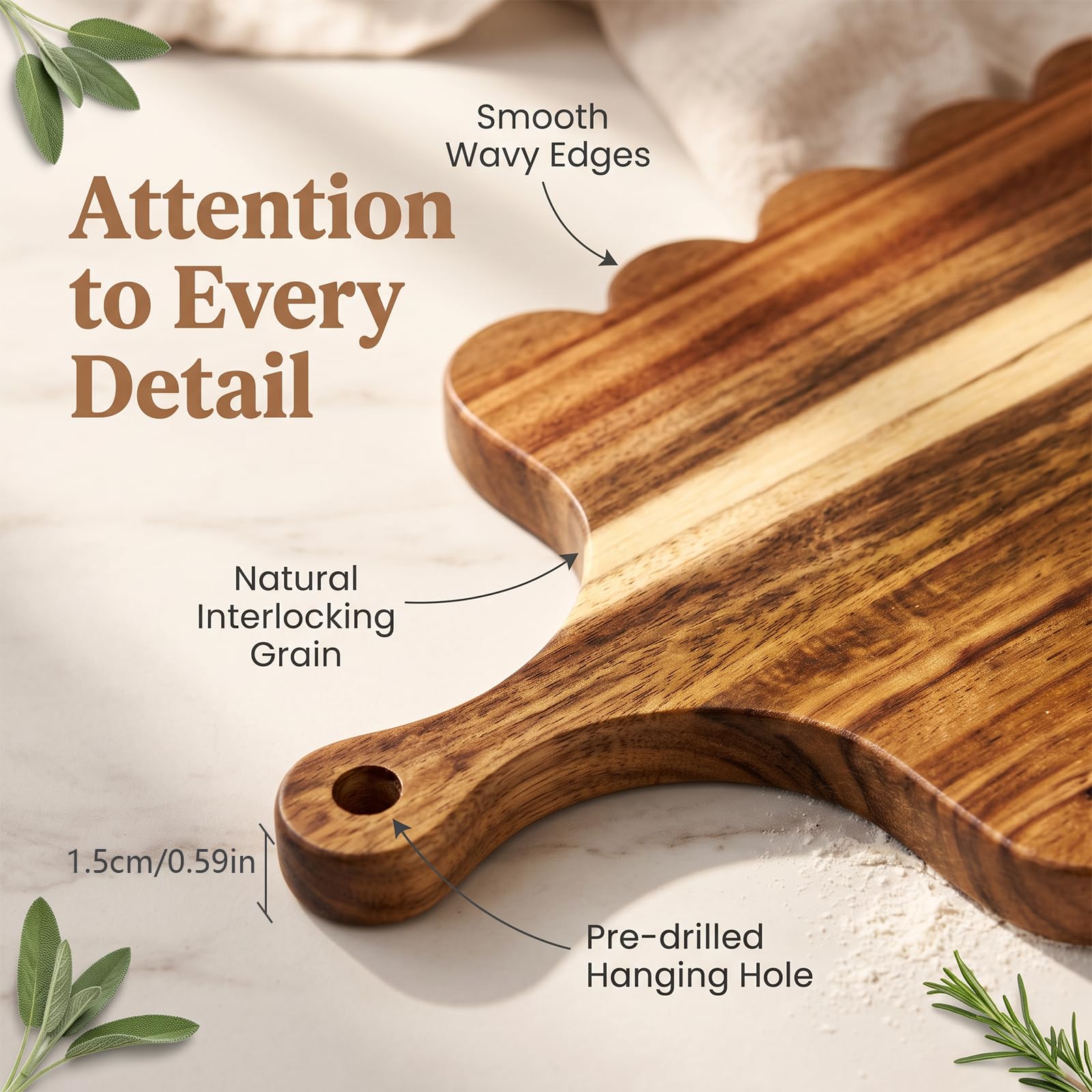 Set de 2 Planches à Découper en Bois d'Acacia, Planche a Decouper Bois avec Poignée, Pour Charcuterie, Fromage, Pizza, Viande, Fruits, Planche à Découper Design
