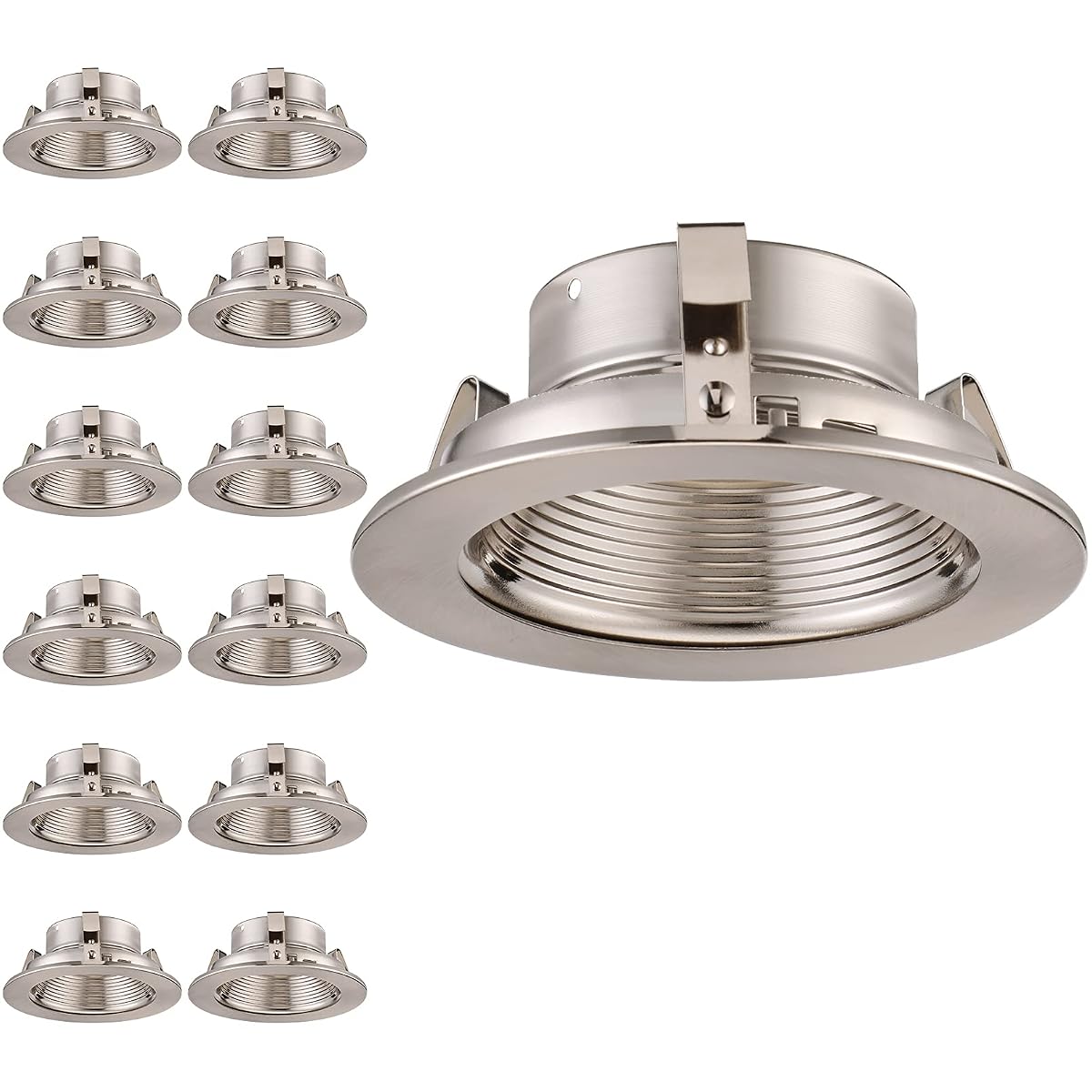 TORCHSTAR 12-Pack 4 Inch Stylish Decor Recessed Light Trim, Metal Can Light