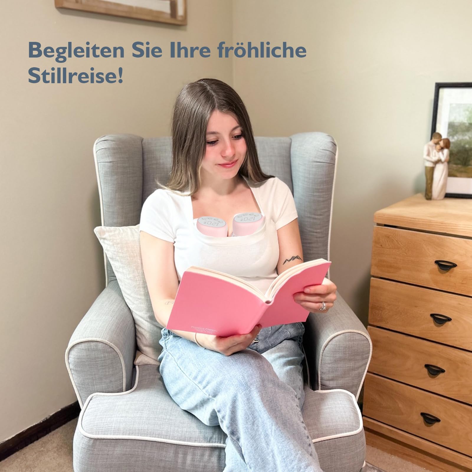 MOMMED Elektrische Milchpumpe, MY-385 Doppel Milchpumpe Freihändig mit 4 Modi & 12 Stufen, Auslaufsicheres Design, 24 mm Tragbare Milchpumpe, Inklusive 19 & 21 mm Flanscheinsätze, 2 Stück