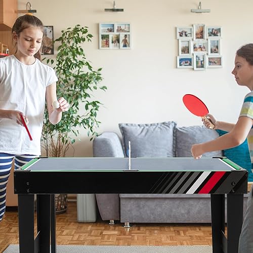 Miniatura 6 de Giantex Mesa de juego múltiple 4 en 1, mesas de juego combinadas de 49 pulgadas con mesa de futbolín de tamaño adulto, mesa de hockey deslizante,