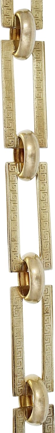 RCH Hardware CH-18-PB-3 Decorative Polished Solid Brass Chain for Hanging, Lighting - Rectangles with Greek Key Design and Unwelded Links (3 ft/1 Yard)