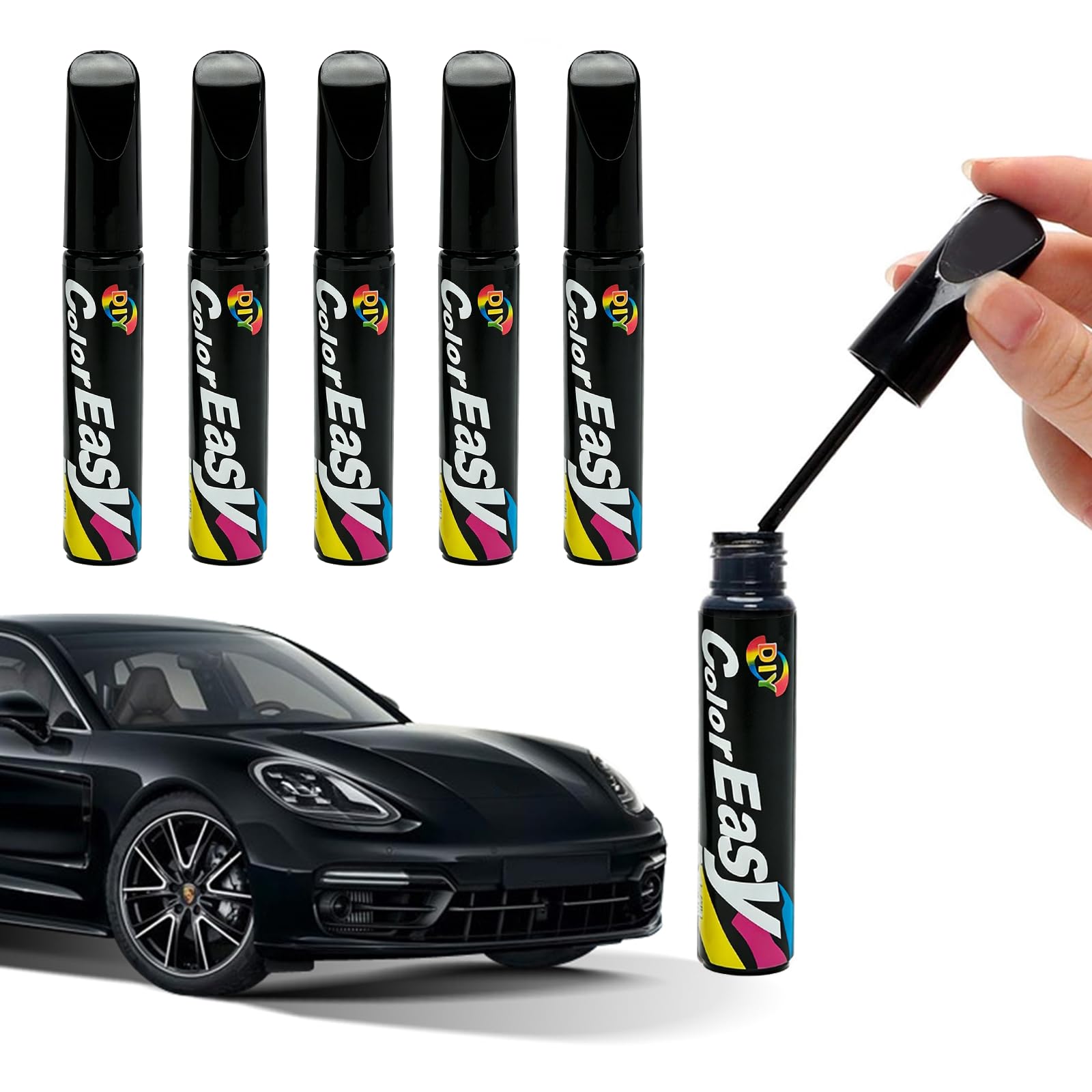 Xumann Black 5 Pcs Touch Up Paint For Cars, Car Paint Scratch Repair Pen