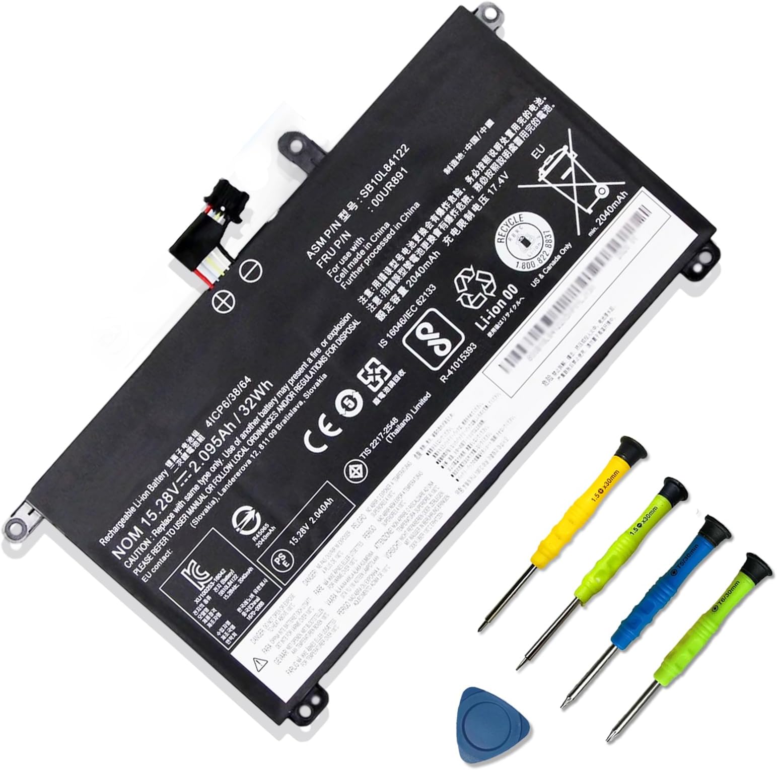00UR891 SB10L84122 Battery Replacement for Lenovo ThinkPad T570 T580 P51S P52S ytpe 20H9 20HA 20JX 20JW 20L9 20LA Series internal battery 00UR890 01AV493 00UR892 SB10L84123 SB10L84121 32Wh 2095mAh