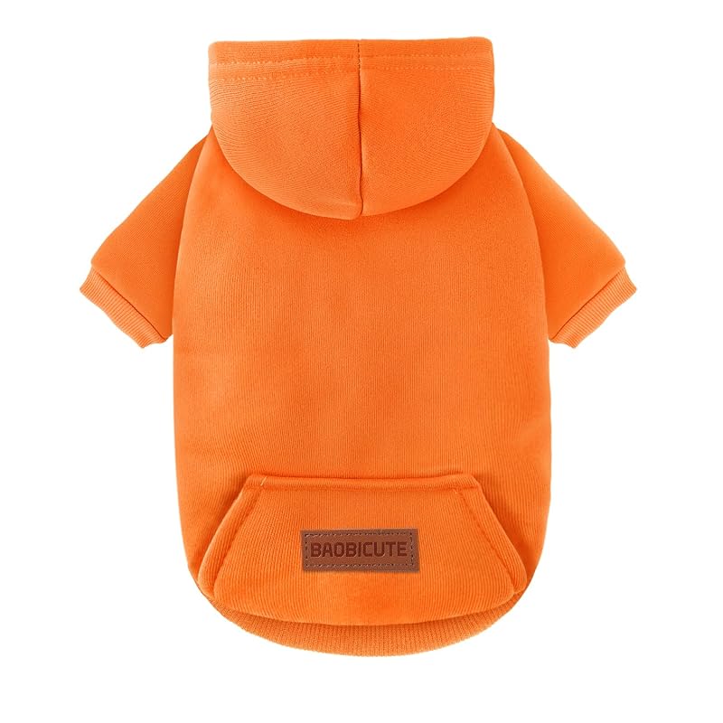 Moletom com Capuz para Cães Pequenos e Gatos em Poliéster BAOBICUTE Orange XS