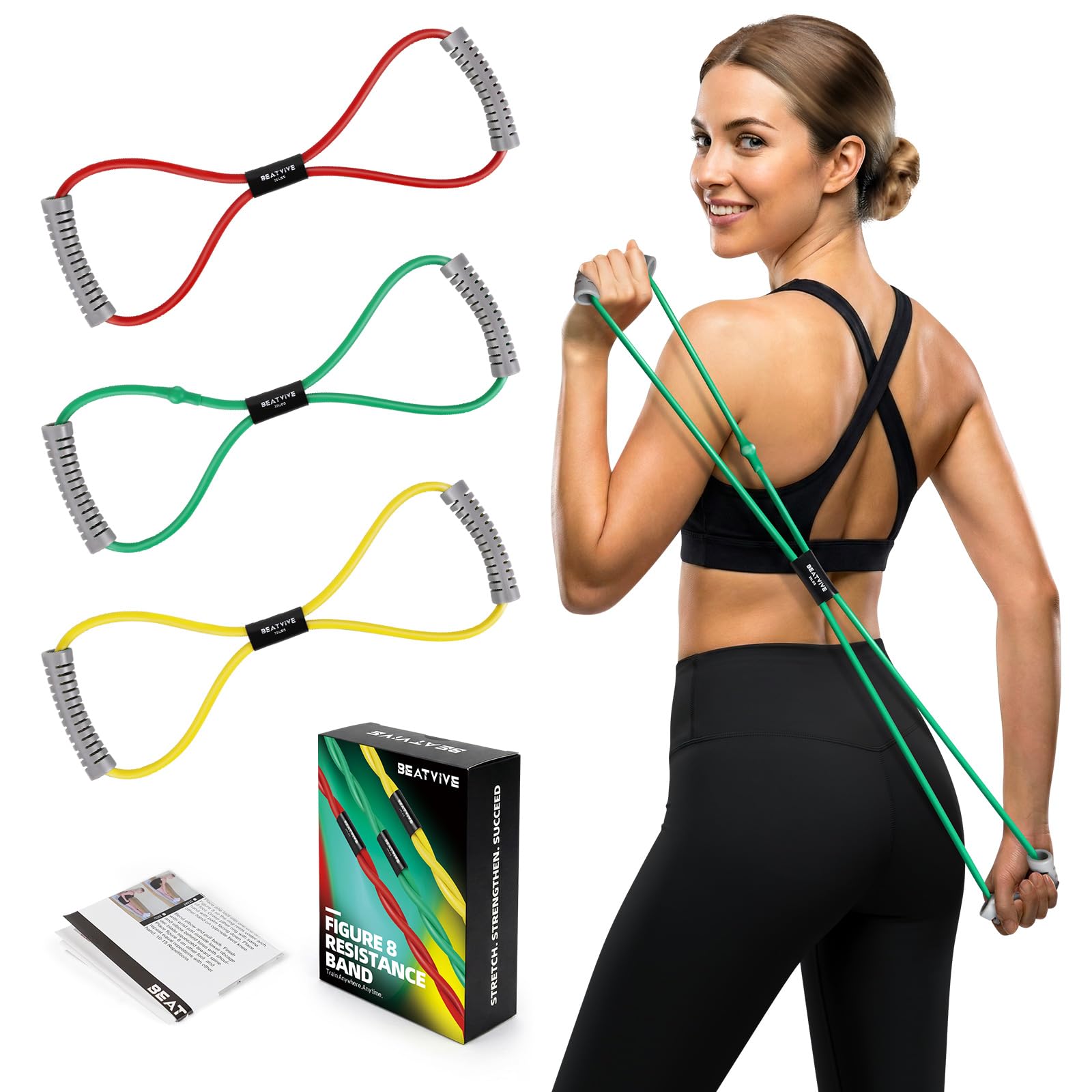 Resistance Band Figure 8 Exercise Cord Fitness Resistance Bands with Handles Exercise Tube Band for Arm and Shoulder