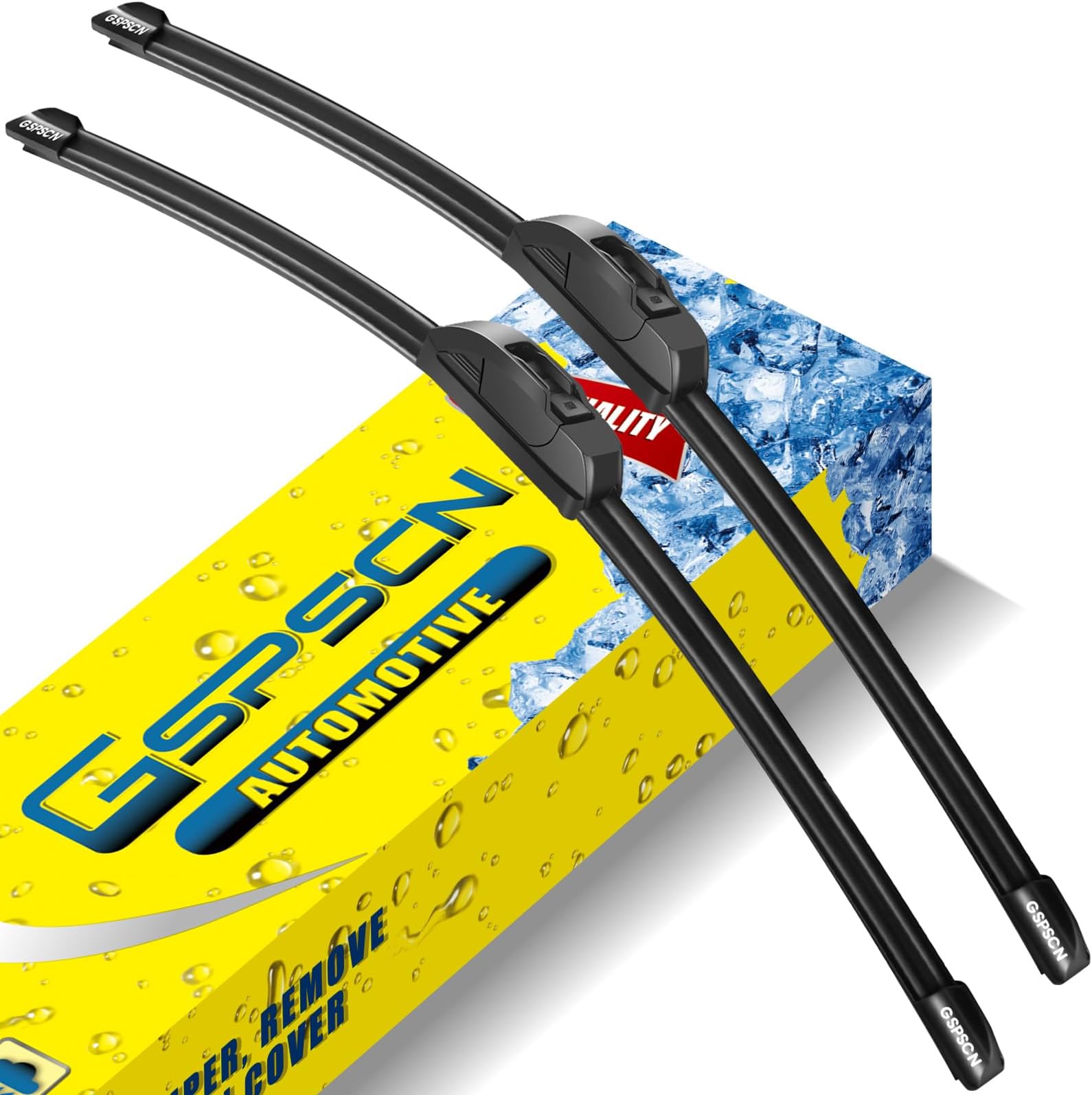 GSPSCN 26''+16'' Metal Base 2X Lifespan Windshield Wiper Blades (Pack of 2)，OEM Quality Premium Original Quiet Wiper Blades，Stable All-Season J Hook Replacement Wipers