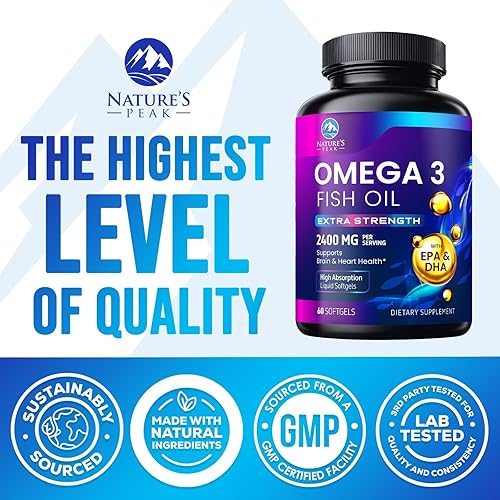 Miniatura 4 de Suplemento de aceite de pescado Omega 3 de 2400 mg, de origen sostenible, cápsulas blandas de suplemento omega-3 de triple fuerza, apoyo a la salud