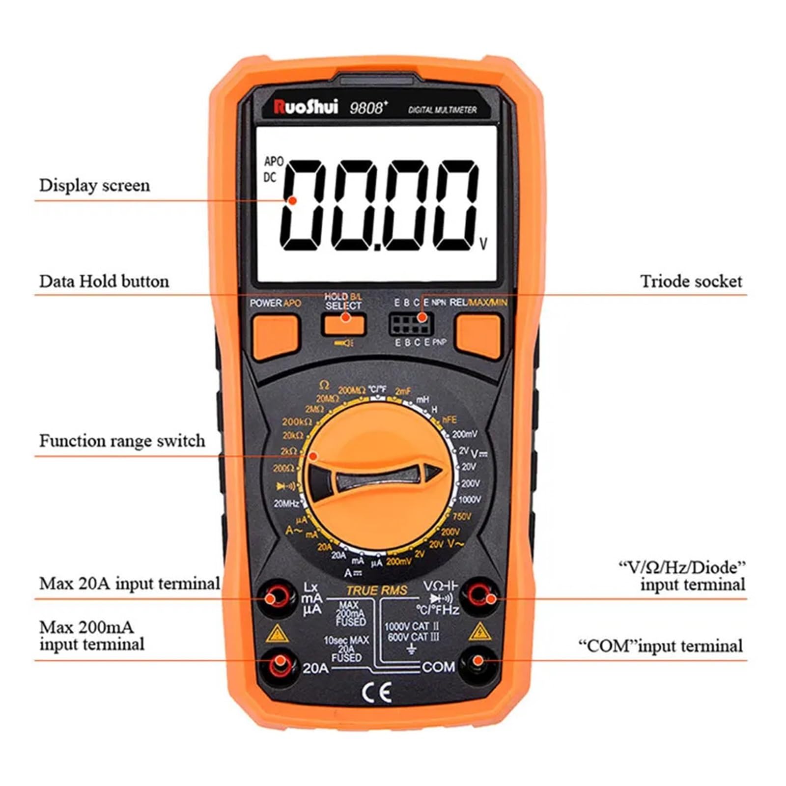 Multimetro Digitale Induttanza 20H Alta precisione Capacimetro Tester Elettricista Strumenti Misurazione a Temperatura a frequenza