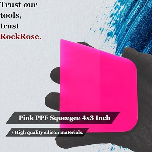 Miniatura 8 de RockRose Escobilla de goma PPF rosa - 4 x 3 pulgadas herramienta de aplicación de película de protección de pintura de precisión para acabados