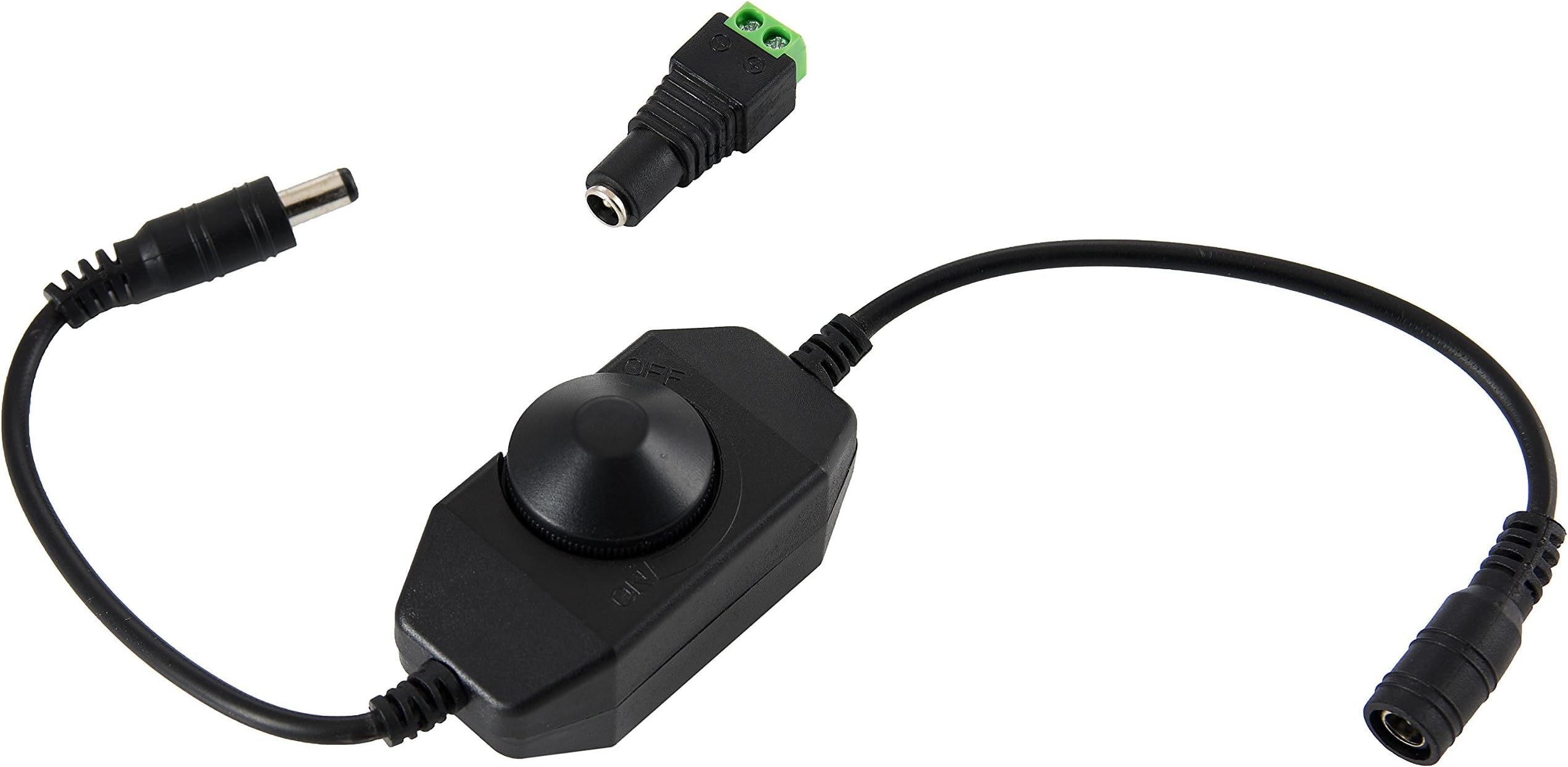 Poppstar PWM Dimmer with 2-Pole Adapter (DC 12V 6A, 5.5 x 2.1 mm m/w) for LED Strips Dimmable (e.g. SMD 5050 3528 2835 5630) and other DC 12V LED Lighting