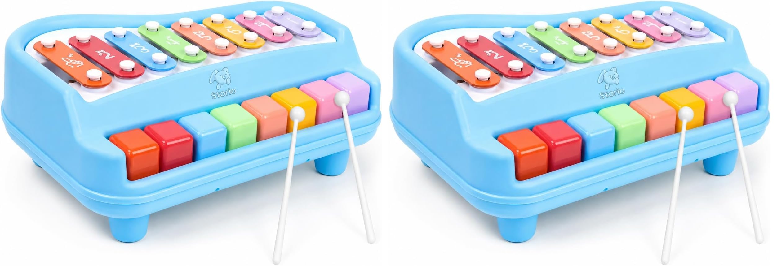 Storio 8 Tone Xylophone Learning Toys Kids Educational Knock Playing 2 in 1 Colorful Plastic Percussion Piano Toy (Multi Color) (Pack of 2)-picture-18