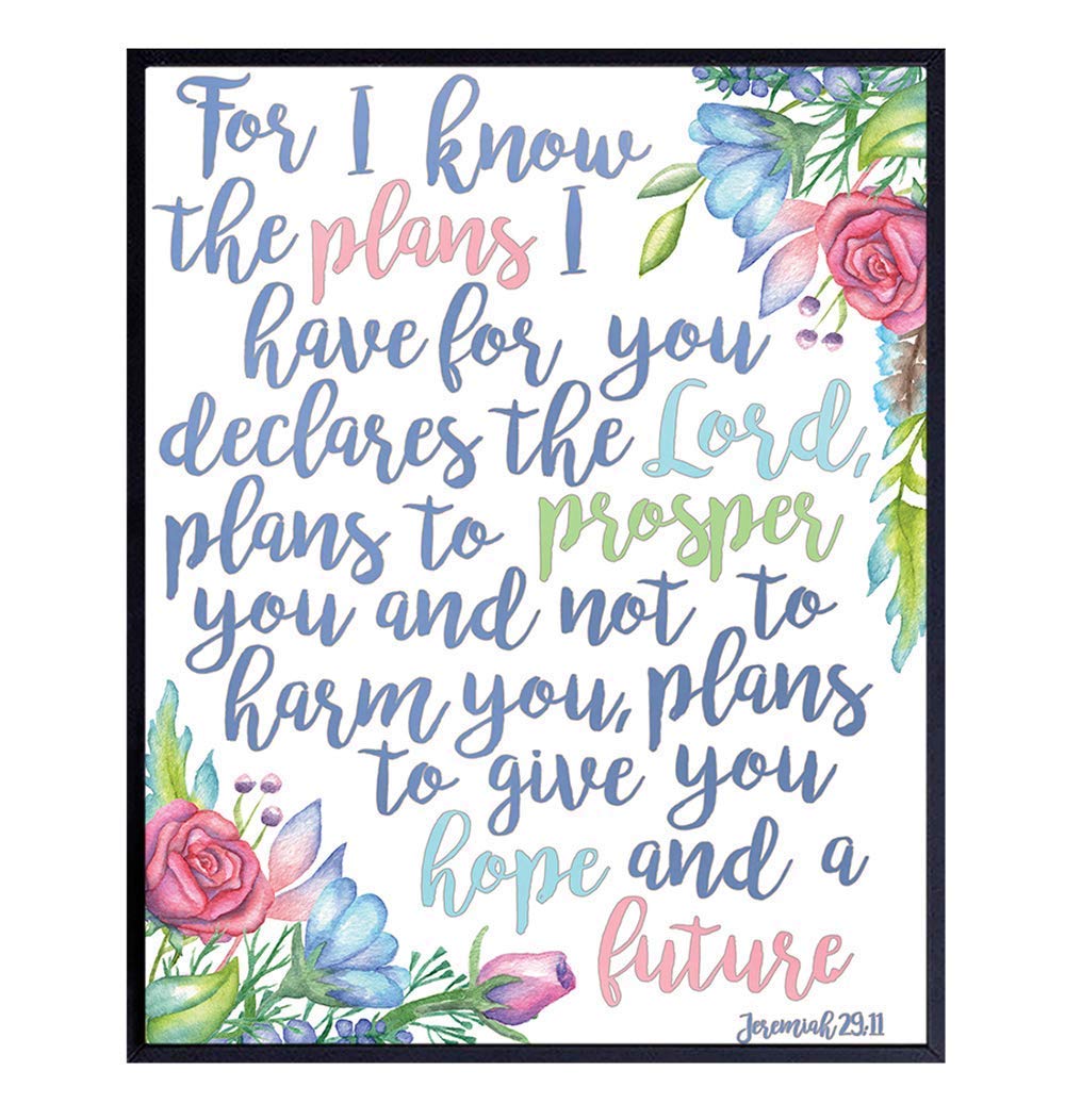 Jeremiah 29 11 Wall Art - For I Know the Plans I Have for You - Christian Inspirational Wall Decor - Religious Art - Bible Verse Gifts - Catholic