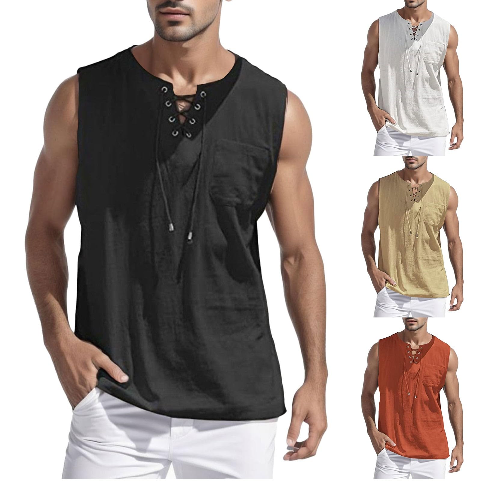 Jersey para hombre de gran tamaño, camiseta de tirantes para verano, cuello redondo, sin mangas, ropa de calle festiva, camiseta ligera transpirable, moda de verano, camiseta interior básica