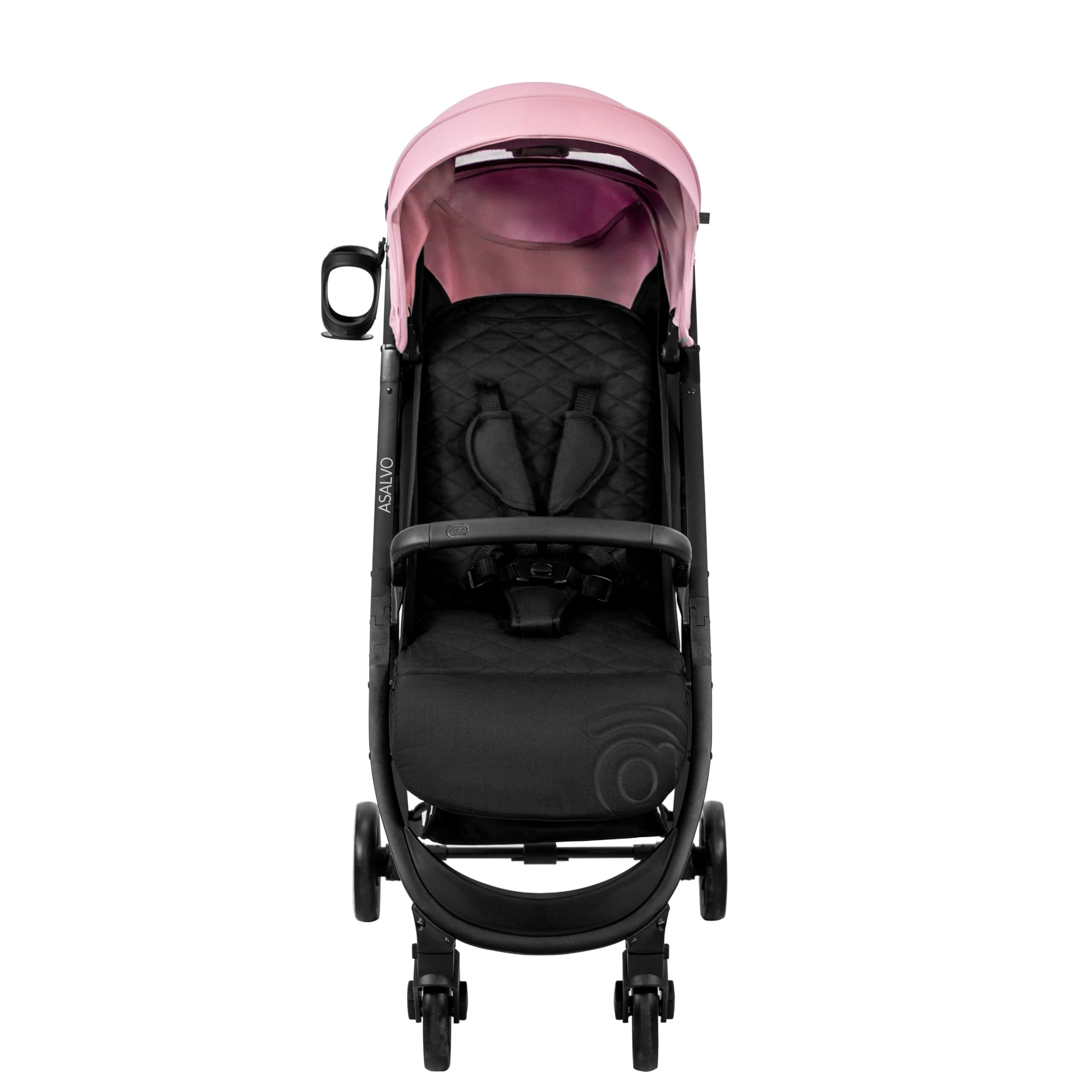 Asalvo COTTON 2 Silla de Paseo para bebé, Carrito de paseo con Respaldo Reclinable, Cochecito urbano, Arnés 5 Puntos, SPF50+, Capota con Ventana, Manejable y Máxima Seguridad Hasta 24 kg Rosa