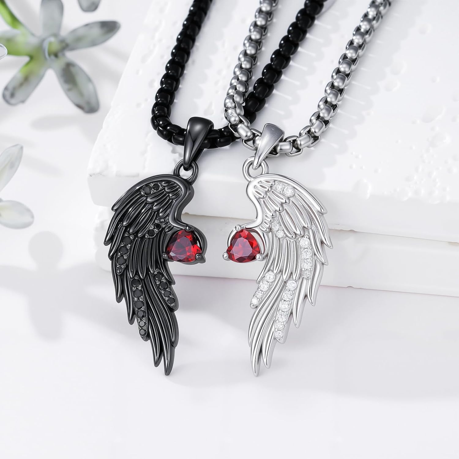 Angel and Devil Couples Necklace 925 Sterling Silver Angel Wings Necklace Pendant Matching Jewelry for Couples Her Him - Image 5
