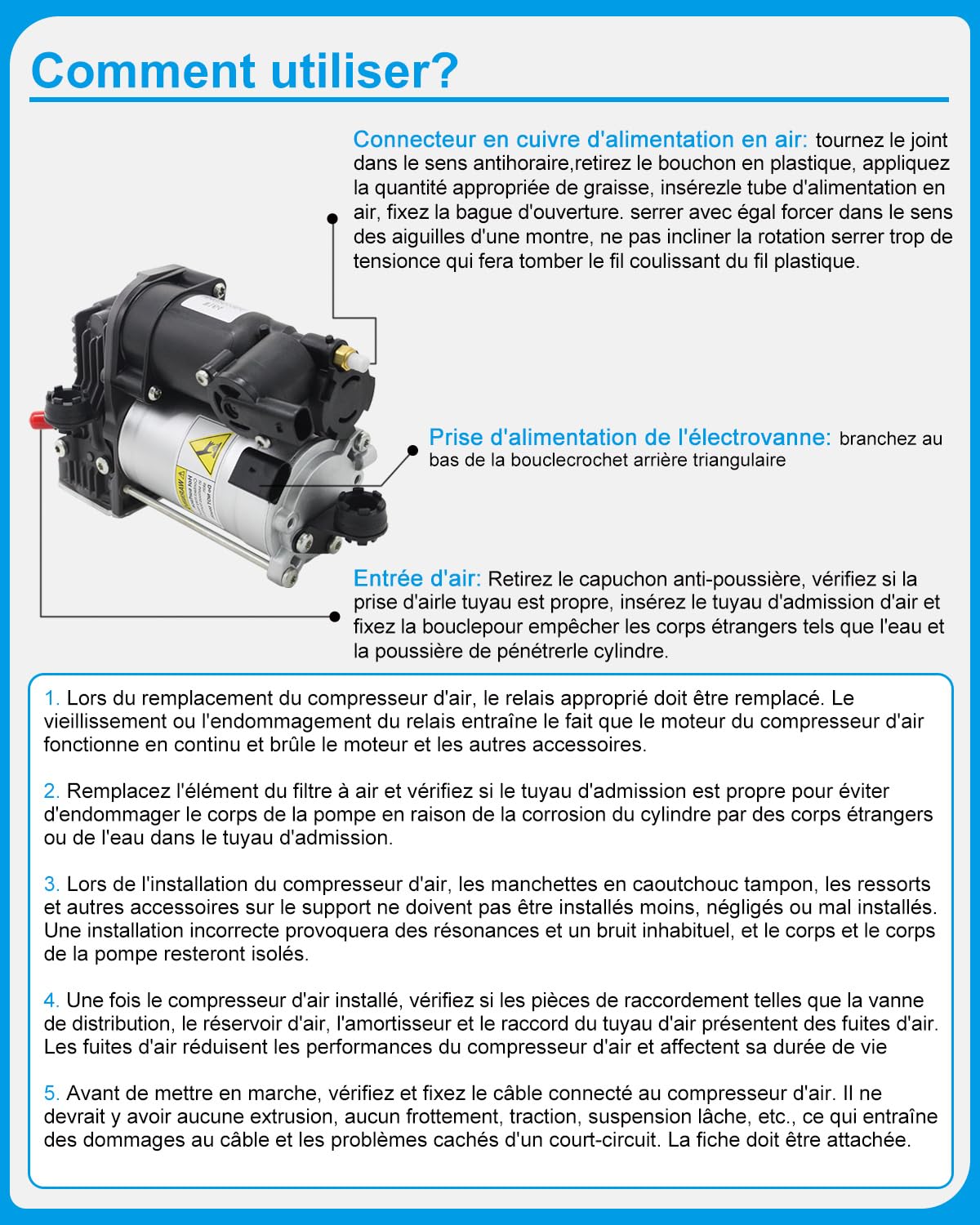 1643201204 compresseur de réglage de niveau de suspension pneumatique pour Benz X164 W164 GL320 350 420 450 500 ML63AMG 280 300 320 350 420 500 avec douille de support 2005-2011