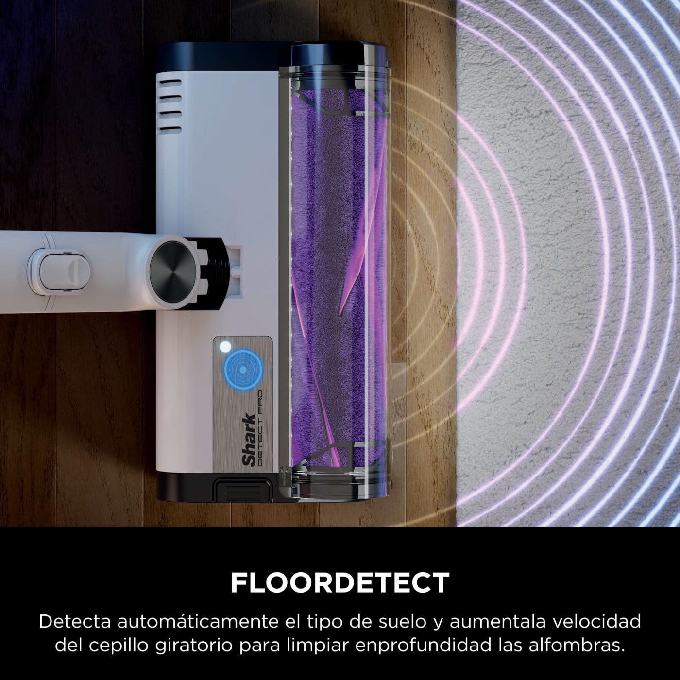 Shark Detect Pro Aspiradora sin cable, hasta 60 min de autonomía, tecnología Anti Hair Wrap, con boquilla estrecha y gran capacidad de succión, ligera, en blanco y gris, IW1611EU