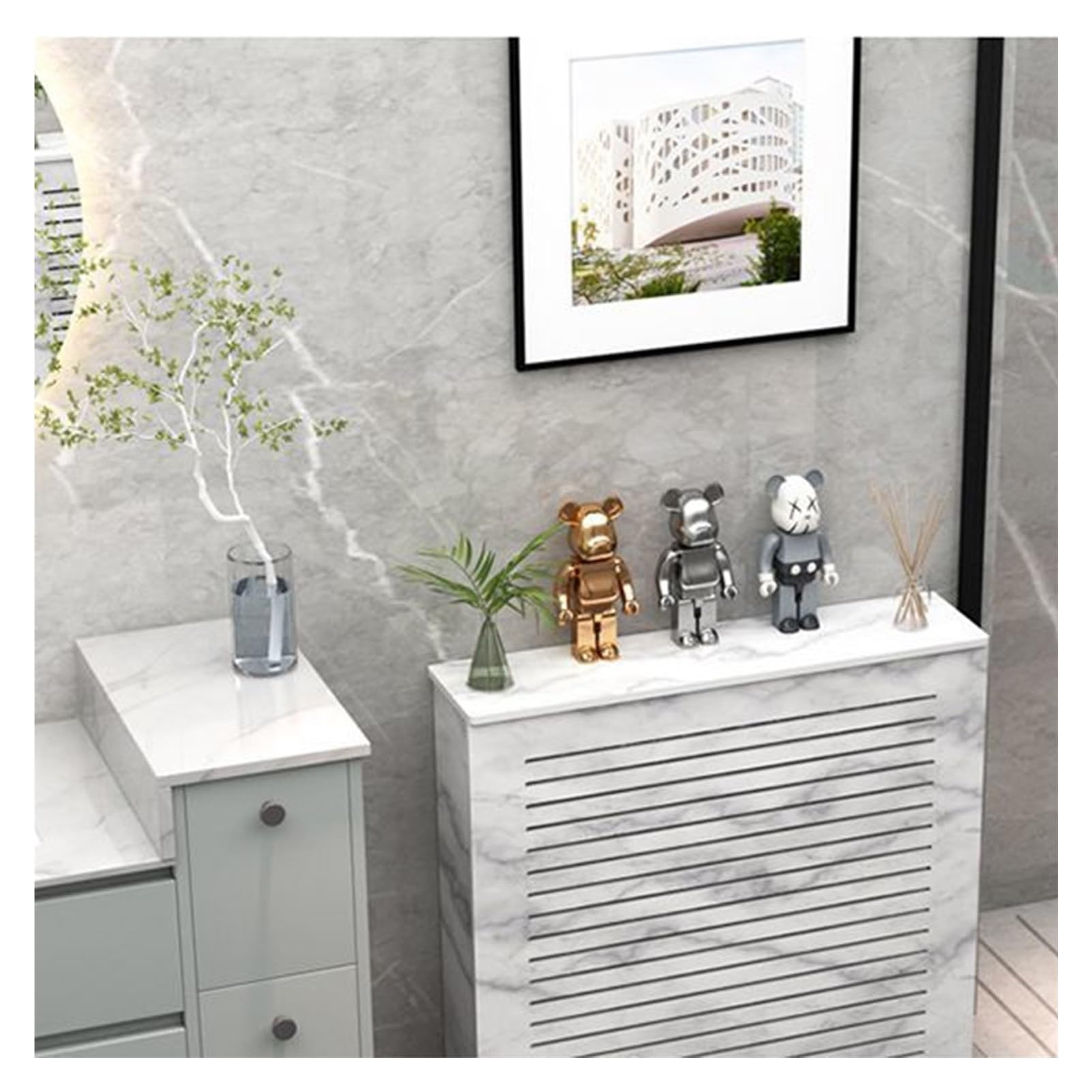 Rangement Au Dessus Radiateur Armoire pour Radiateur Cache-radiateur Décoratif pour Le Salon, La Chambre, La Salle De Bain, Le Bureau, Le Rangement Et La Décoration(90x80x20 cm)
