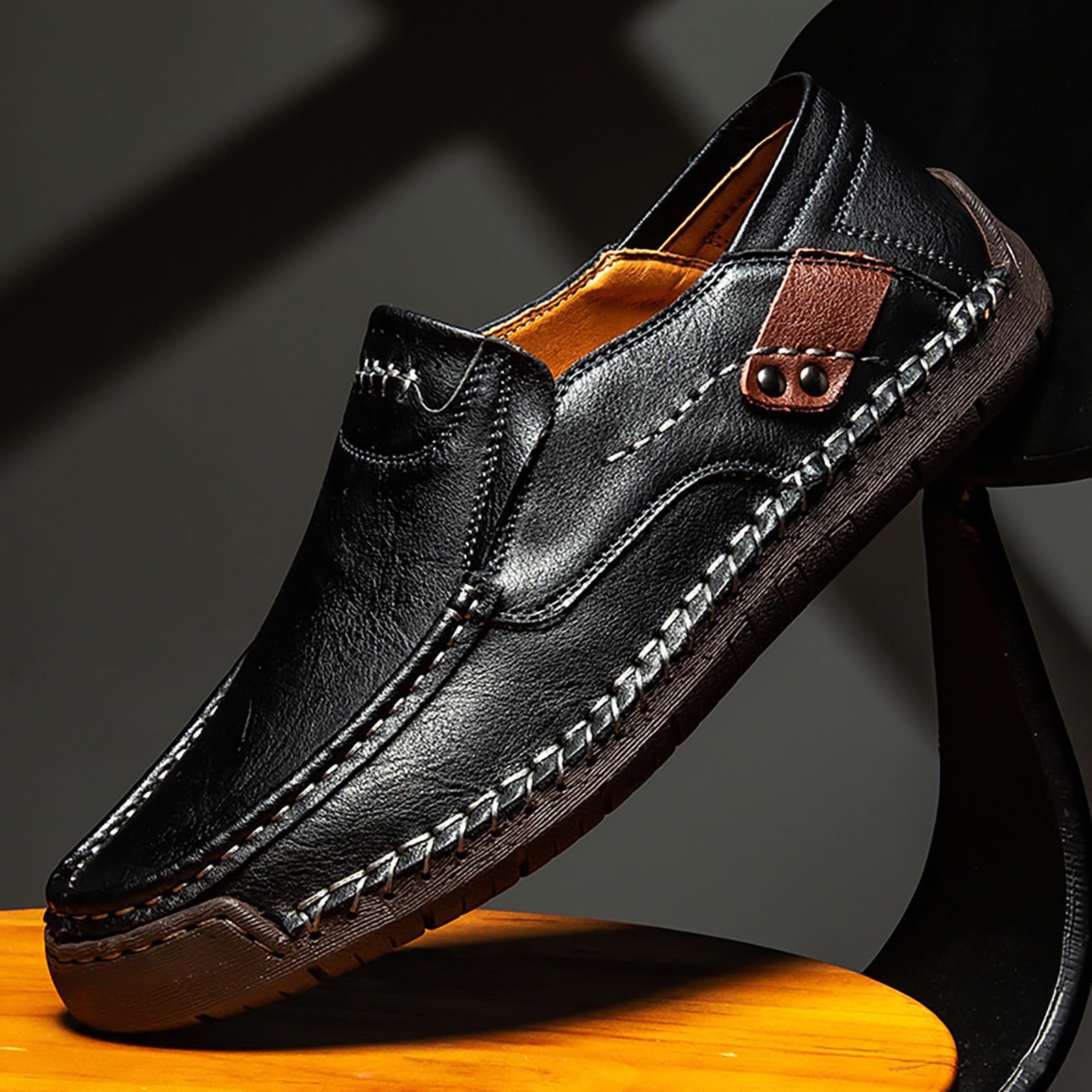 Zapatos de piel sintética para hombre, estilo retro, ligeros, de corte