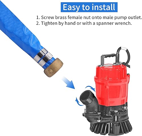 Vista 12 de Manguera de descarga de bomba de agua plana de PVC de 2 pulgadas x 50 pies con accesorios de aluminio, montaje de manguera de retrolavado de piscina