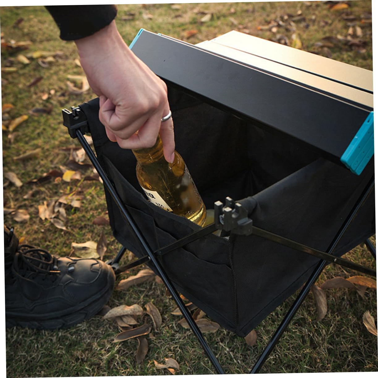 HEMOTON Tavolo Pieghevole da Campeggio Borsa Oxford e Struttura in Lega di Alluminio Stabile, Tasca Frontale, per Barbecue e Picnic All'aperto