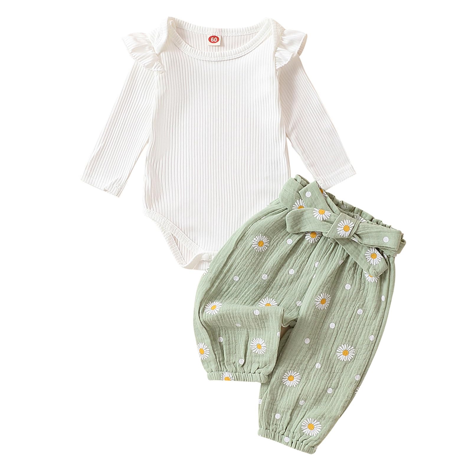 WYTbaby Baby Kleidung Mädchen Langarm Neugeborene Strampler + Lange Hose Set,Bekleidungssets für Baby Mädchen 3 Monate-24 Monate