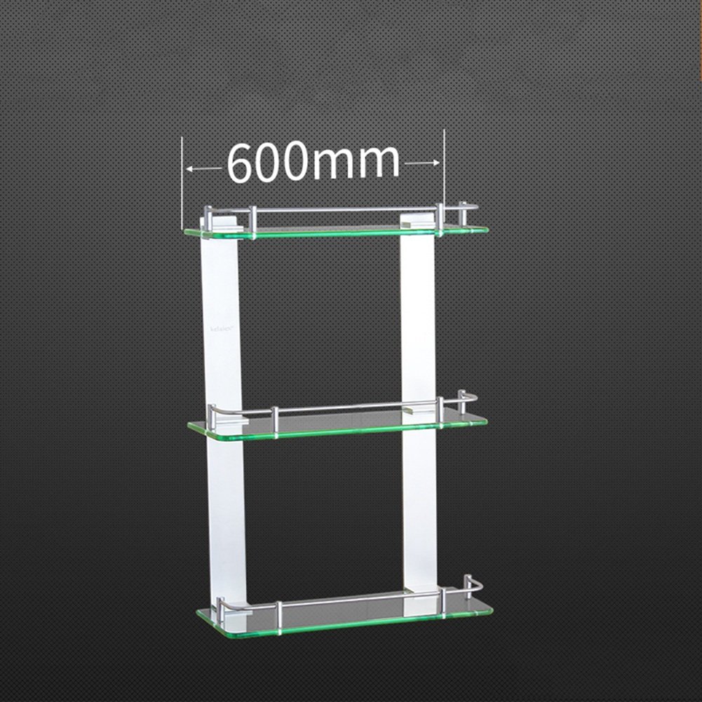 Aluminiowy szklany organizer narożny do łazienki z 3 warstwami wielofunkcyjny stojak łazienkowy pod prysznic 600 mm kwadratowe półki do przechowywania